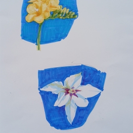 Stiftbloemen (blauw 2 keer)