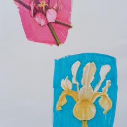 Stiftbloemen (roze en blauw)