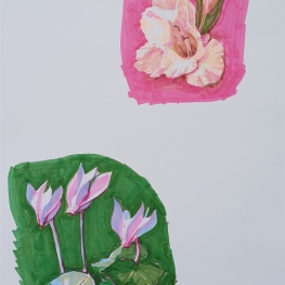 Stiftbloemen (roze en groen)