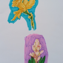 Stiftbloemen (blauw en roze)