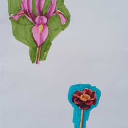 Stiftbloemen (groen en blauw)