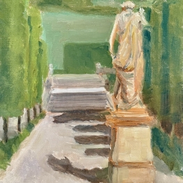Standbeeld bij slot Linderhof, Beieren, Duitsland