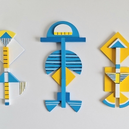 Drieluik blauw,geel,wit