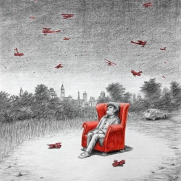 Luchtballet met rode vleugels