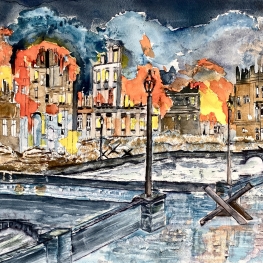 Bombed city