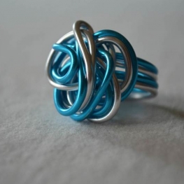 Blauw/zilver ring