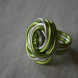 Olijf/zilver spiraal ring