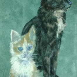 moederpoes met kitten