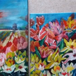 Kleurige tulpen tweeluik