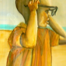 Kind aan Lake Turkana kijkt door mijn zonnebril