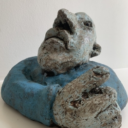 Blauwe man met duim ophoog