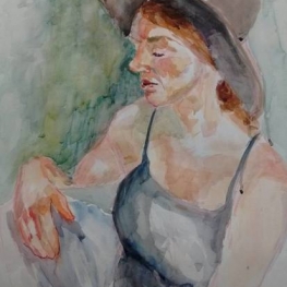 Vrouw met hoed kleur