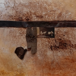 Compositie in bruin met materie