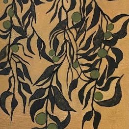 Olijftakken in het late zonlicht.