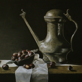 Stilleven met 17 eeuwse Jan Steenkan