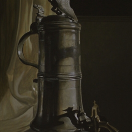 Stilleven met Gildekan pottenbakkersgilde, gegraveerd 1704