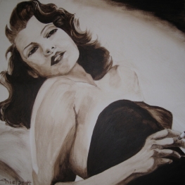 portret van Rita Hayworth in Gilda