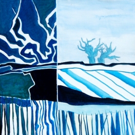 Tweedeling in het landschap, blauw