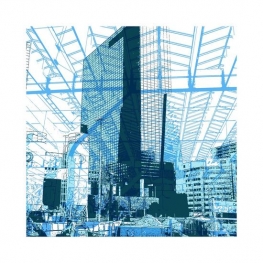 'Rotterdam Blue 2.'- digitale print van moderne architectuur en nieuwbouw in prent-kunst, te koop
