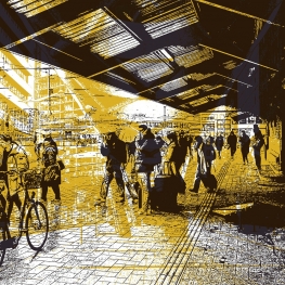 In front of Amsterdam CS - digitale art-print