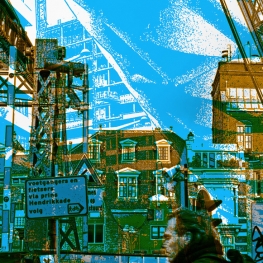 Cyclist on Kadijksplein. - digital fine art print