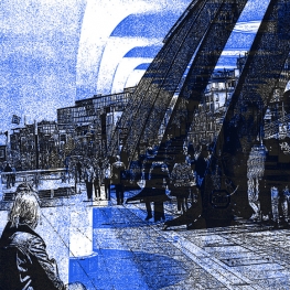 Zitten aan de IJboulevard. - digital fine art print