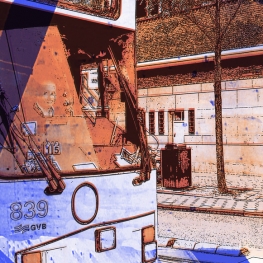 Tram op het Roelof Hartplein. - digitale art print