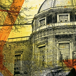 Voor de Koepelkerk aan het Singel. - digitale art print.