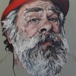 Portret van man met rode hoed