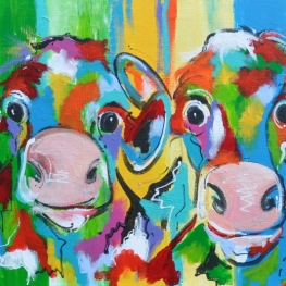 Kleurrijke koeienfamilie