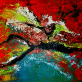 compositie in rood en groen
