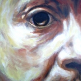 De helft van het gezicht van Rembrandt