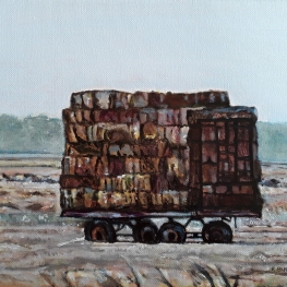 Boerenkar met hooi in het N.O Friesland landschap