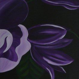 Drieluik paarse bloemen/ 3 doeken van 80x40