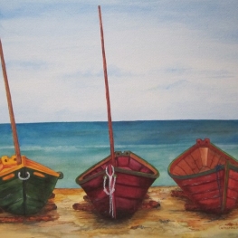 Vissersbootjes op het Strand
