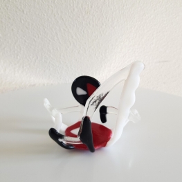 Waxine lichtje of vaasje in zwart wit rood