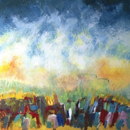 dolomiten bergdorpje in de mist