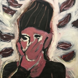 Gezicht met muts en lippen