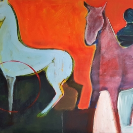 Paarden op rood vlak II