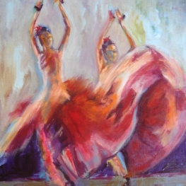 Twee Flamenco danseressen in  blauw MARQUA827  € 595