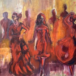 3 Danseressen op de voorgrond 