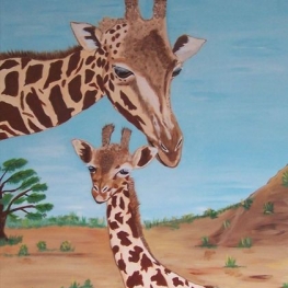 Giraffe met baby