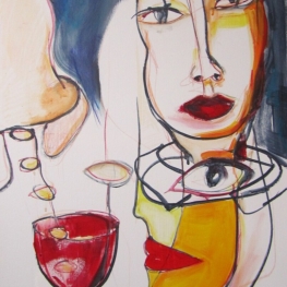 Anna drinkt een wijntje