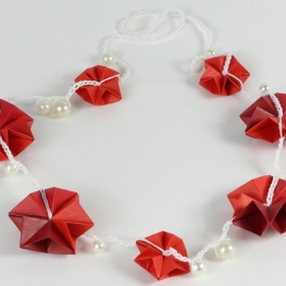 Ketting origami rood/parel
