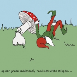 op een grote paddenstoel