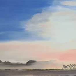 Wielrenners in de mist