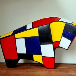 Stiertje in Mondriaan stijl.