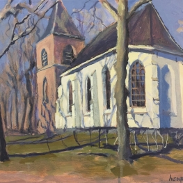 De kerk van Oosterhesselen in maart