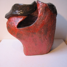 Rood hoofd met zwart masker