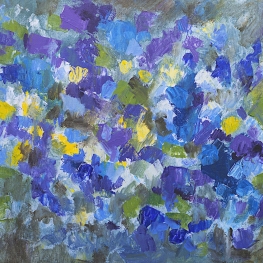 Impressionistisch schilderij bed viooltjes